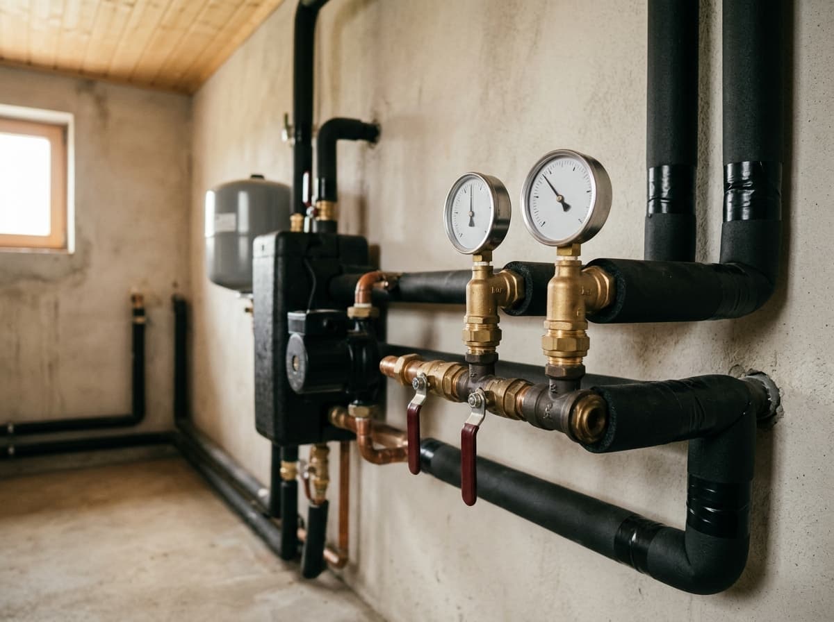 Hydraulische Einbindung einer nachgerüsteten Wärmepumpe im Technikraum